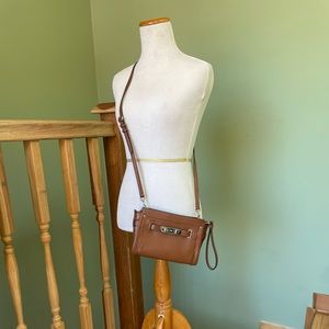 Small crossbody Coach bag with rainbow stitching